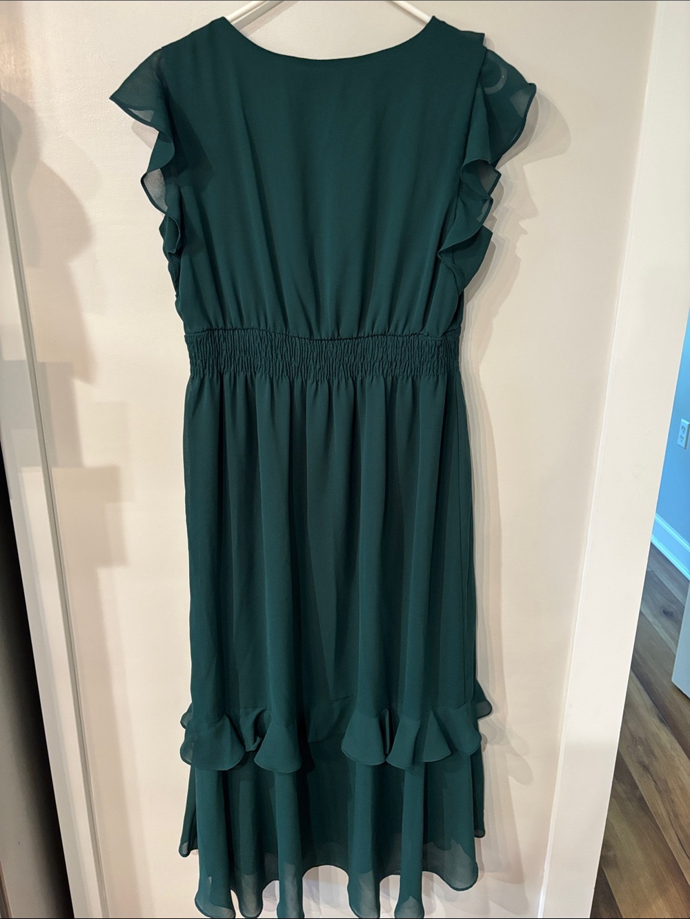 Emerald Green Ruffle High-Low Dress - Picture 2 of 6